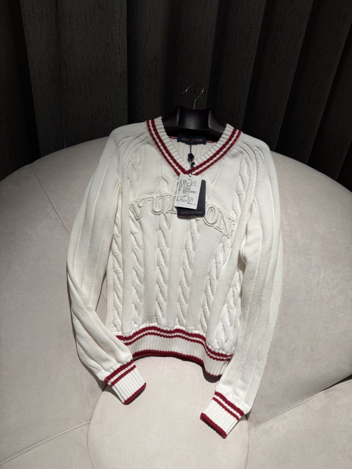 NIGO Louis Vuitton Preppy V-Neck Cable Pullover #nigo337099