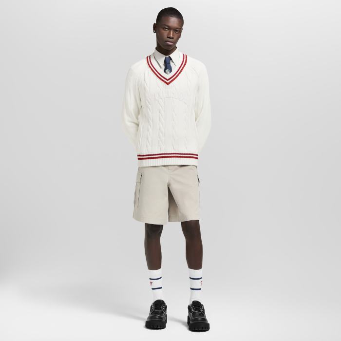 NIGO Louis Vuitton Preppy V-Neck Cable Pullover #nigo337099