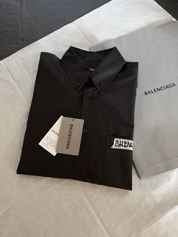 Balenciaga Men's Masking Tape Long Sleeve Shirt Large Fit in Black #nigo337143