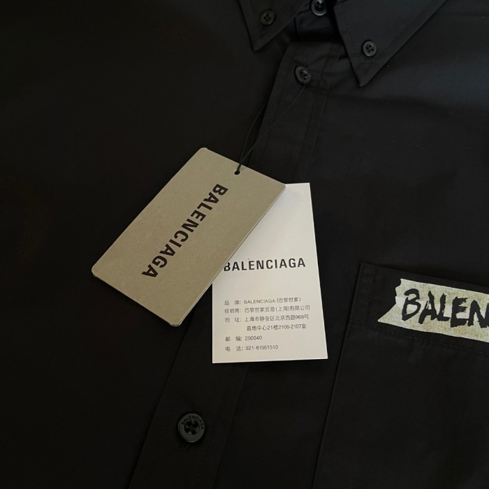 Balenciaga Men's Masking Tape Long Sleeve Shirt Large Fit in Black #nigo337143