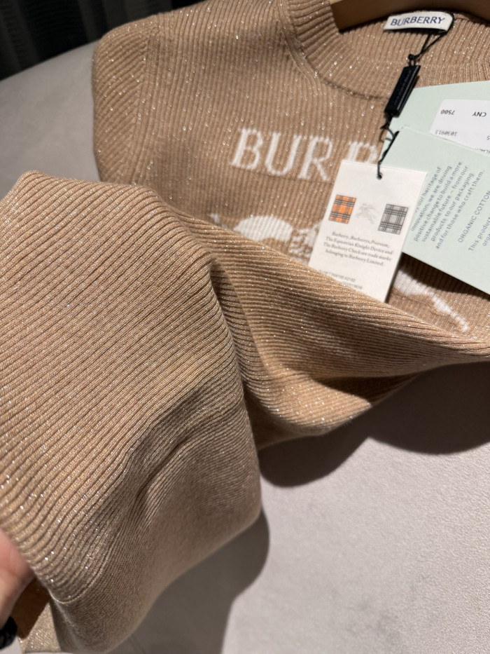NIGO Burberry EKD Metallic Wool Blend Top in Archive Beige Gold #nigo337142