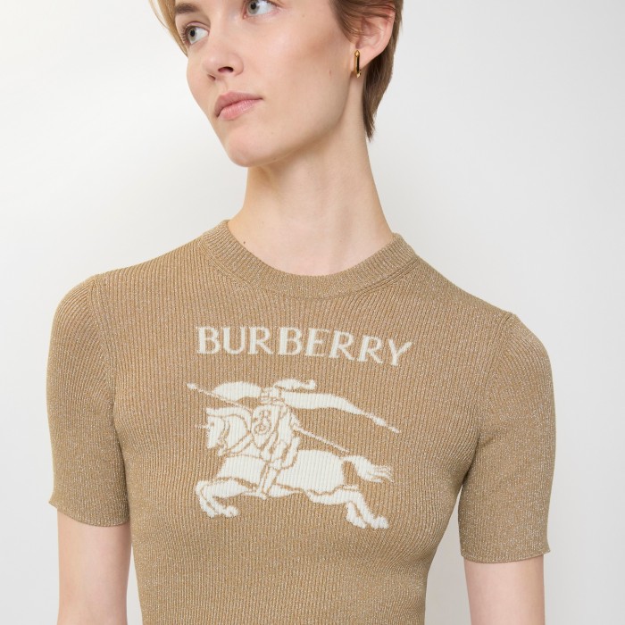 NIGO Burberry EKD Metallic Wool Blend Top in Archive Beige Gold #nigo337142