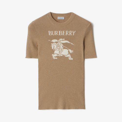NIGO Burberry EKD Metallic Wool Blend Top in Archive Beige Gold #nigo337142