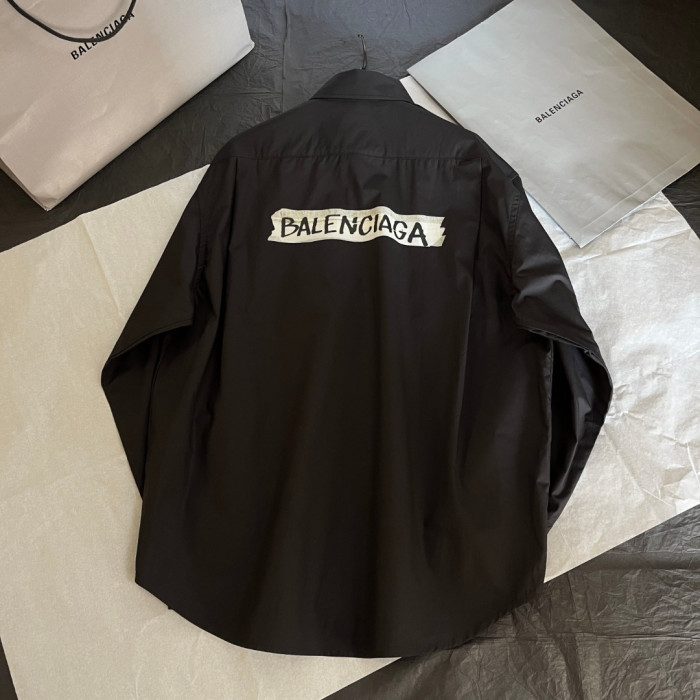 Balenciaga Men's Masking Tape Long Sleeve Shirt Large Fit in Black #nigo337143