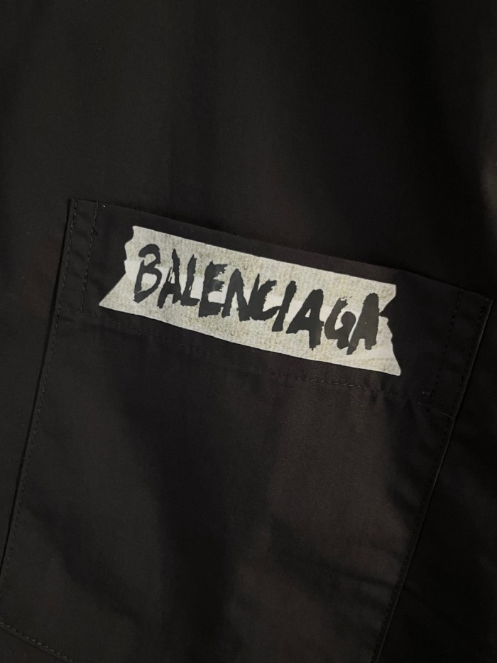 Balenciaga Men's Masking Tape Long Sleeve Shirt Large Fit in Black #nigo337143