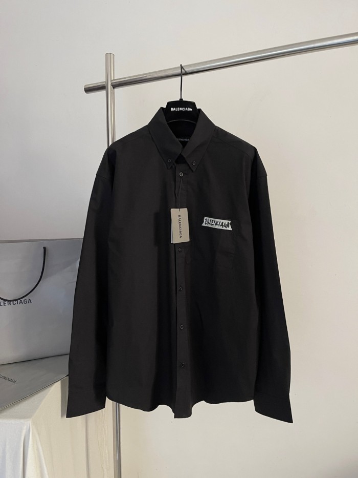Balenciaga Men's Masking Tape Long Sleeve Shirt Large Fit in Black #nigo337143