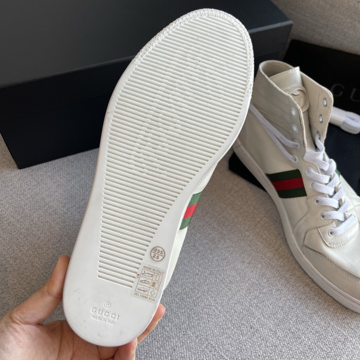 NIGO Gucci Men's Stretch High-top Sneaker in White Leather #nigo337175