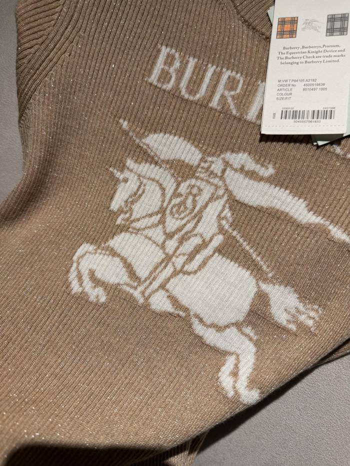NIGO Burberry EKD Metallic Wool Blend Top in Archive Beige Gold #nigo337142