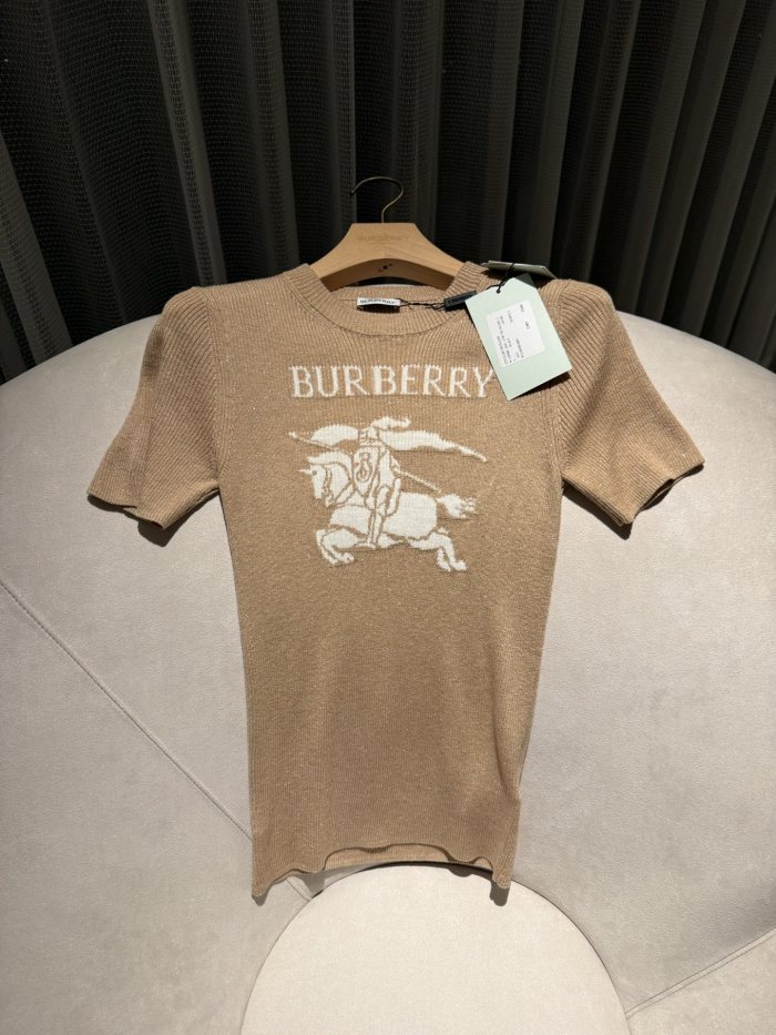 NIGO Burberry EKD Metallic Wool Blend Top in Archive Beige Gold #nigo337142