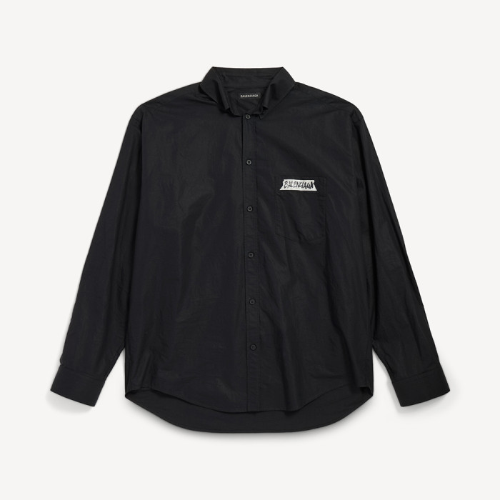 Balenciaga Men's Masking Tape Long Sleeve Shirt Large Fit in Black #nigo337143