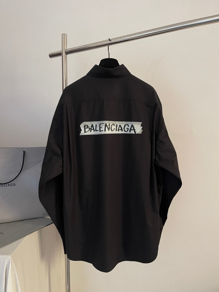 Balenciaga Men's Masking Tape Long Sleeve Shirt Large Fit in Black #nigo337143