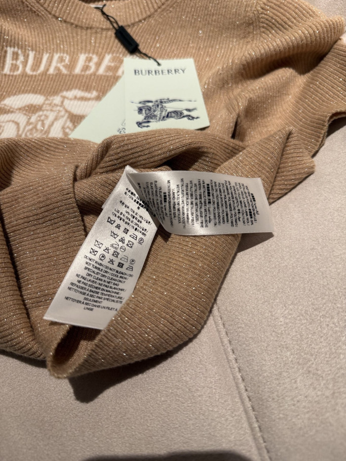 NIGO Burberry EKD Metallic Wool Blend Top in Archive Beige Gold #nigo337142