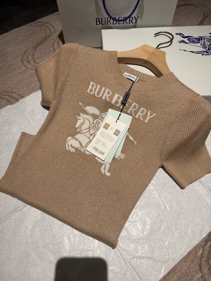 NIGO Burberry EKD Metallic Wool Blend Top in Archive Beige Gold #nigo337142