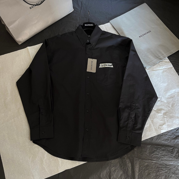Balenciaga Men's Masking Tape Long Sleeve Shirt Large Fit in Black #nigo337143