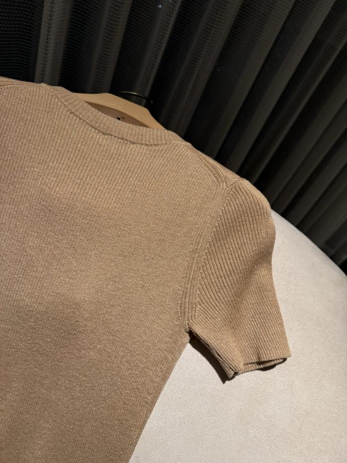 NIGO Burberry EKD Metallic Wool Blend Top in Archive Beige Gold #nigo337142