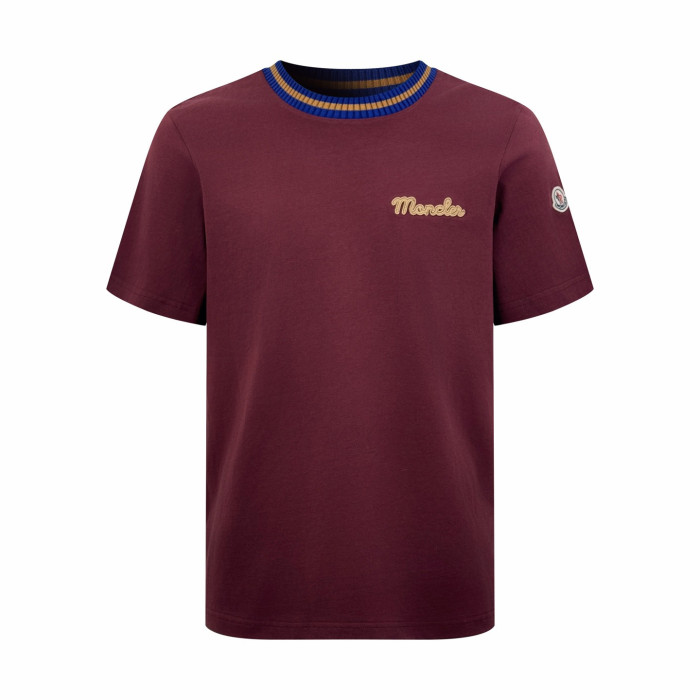 NIGO Moncler Burgundy Embroidered Logo Cotton T-Shirt Polos T-shirts #nigo375498
