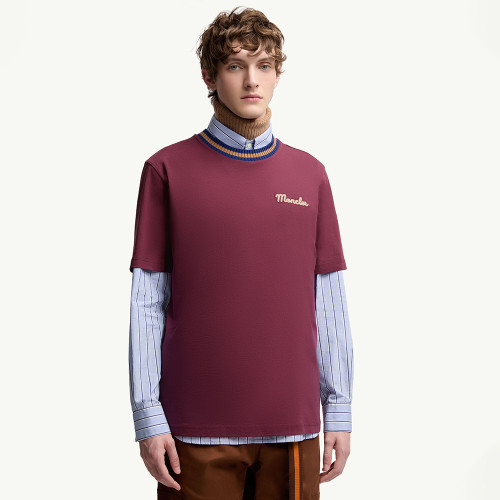 NIGO Moncler Burgundy Embroidered Logo Cotton T-Shirt Polos T-shirts #nigo375498