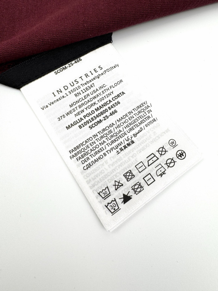 NIGO Moncler Burgundy Embroidered Logo Cotton T-Shirt Polos T-shirts #nigo375498