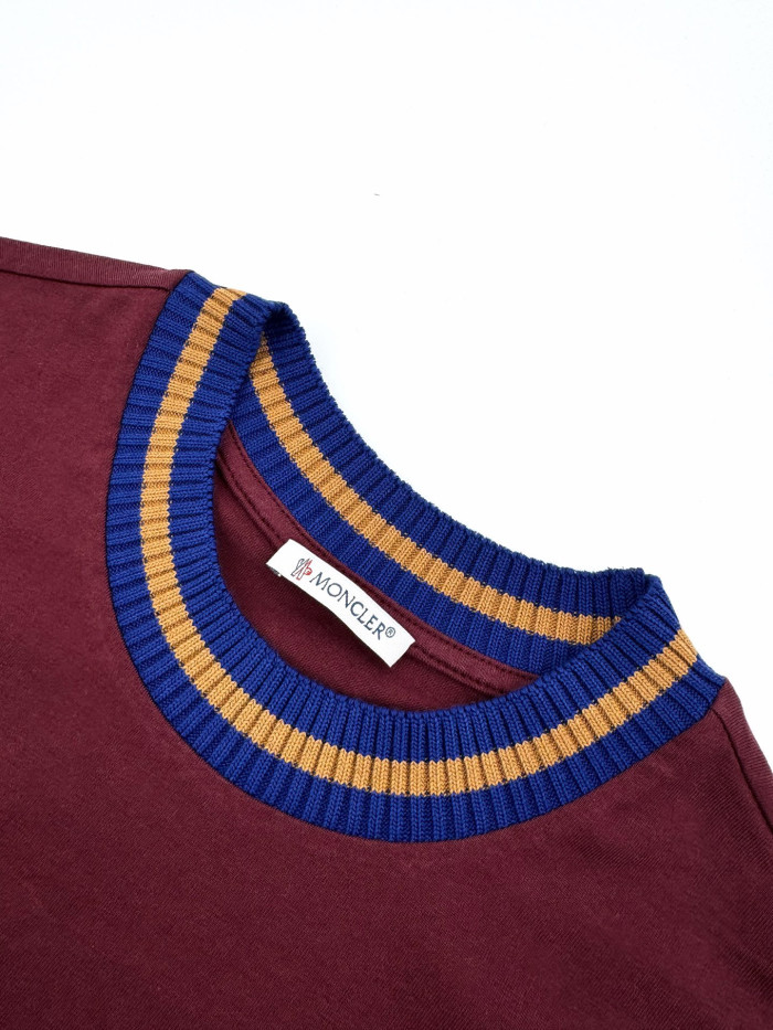 NIGO Moncler Burgundy Embroidered Logo Cotton T-Shirt Polos T-shirts #nigo375498