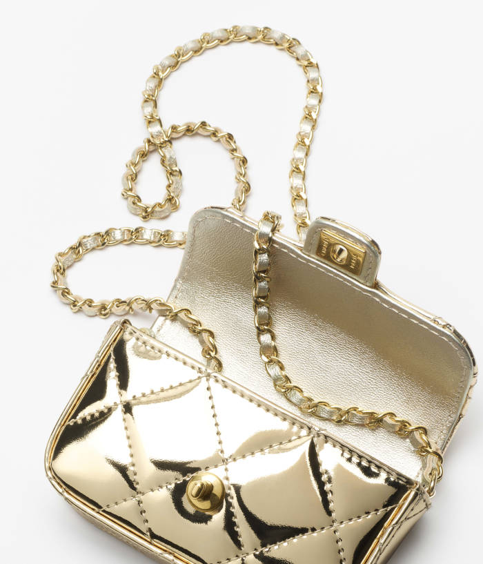 NIGO Chanel Small Clutch With Chain Mirror Calfskin Metal #nigo375531