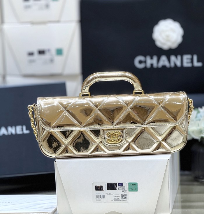 NIGO Chanel Large Flap Bag With Top Handle Metallic Mirror Calfskin #nigo375534