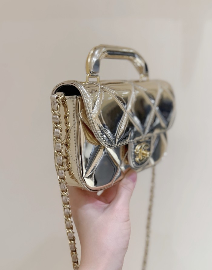 NIGO Chanel Small Clutch With Chain Mirror Calfskin Metal #nigo375531
