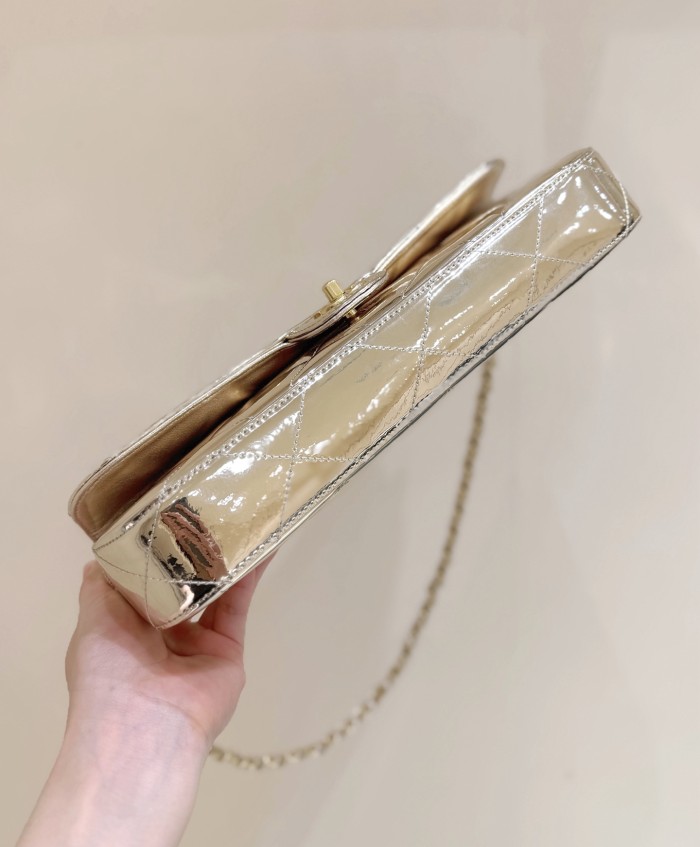 NIGO Chanel Large Flap Bag With Top Handle Metallic Mirror Calfskin #nigo375534