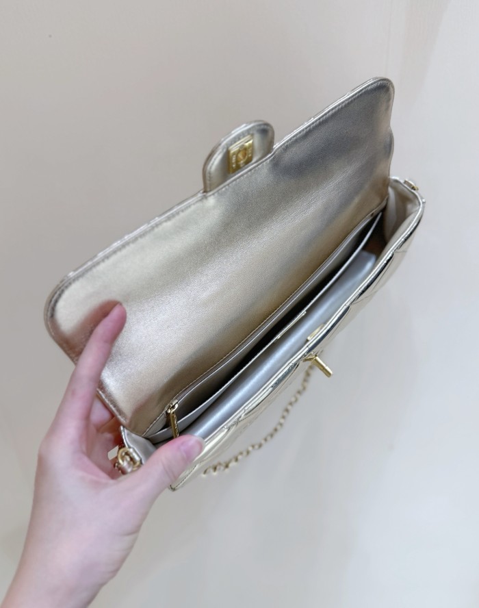 NIGO Chanel Large Flap Bag With Top Handle Metallic Mirror Calfskin #nigo375534
