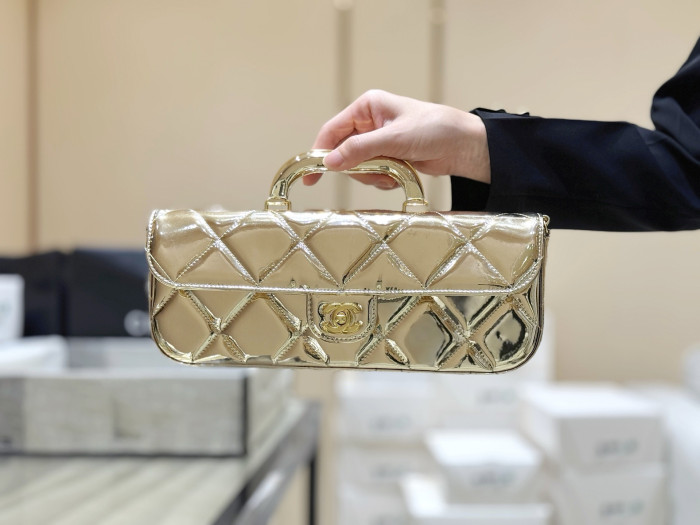 NIGO Chanel Large Flap Bag With Top Handle Metallic Mirror Calfskin #nigo375534