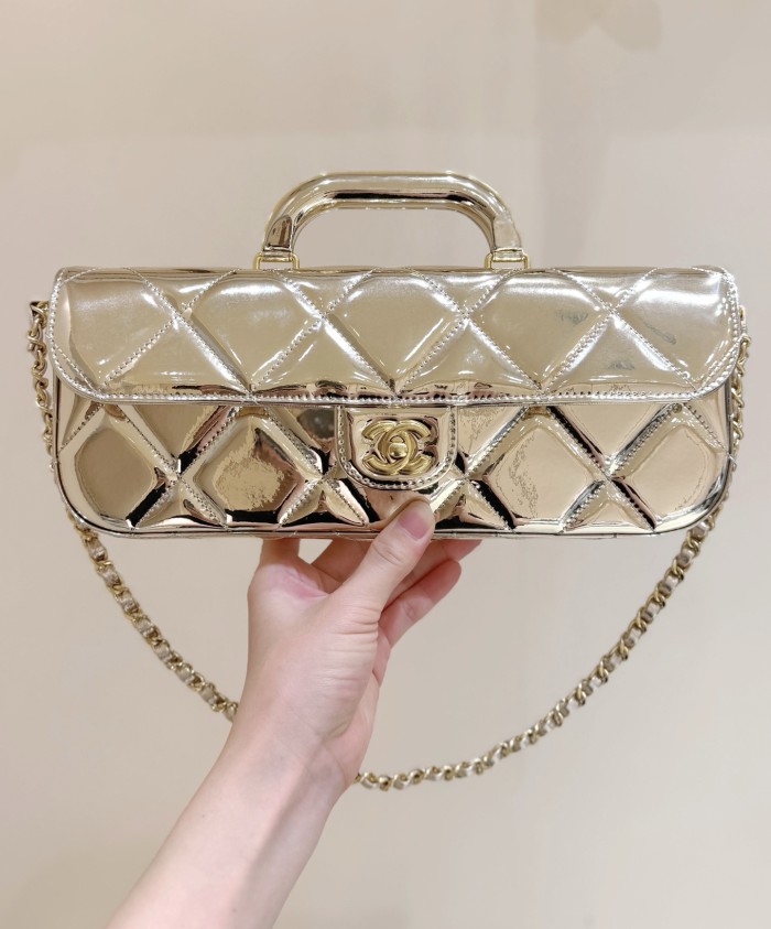 NIGO Chanel Large Flap Bag With Top Handle Metallic Mirror Calfskin #nigo375534
