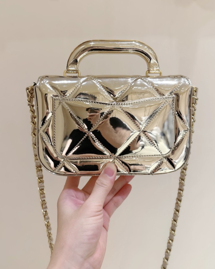 NIGO Chanel Small Clutch With Chain Mirror Calfskin Metal #nigo375531