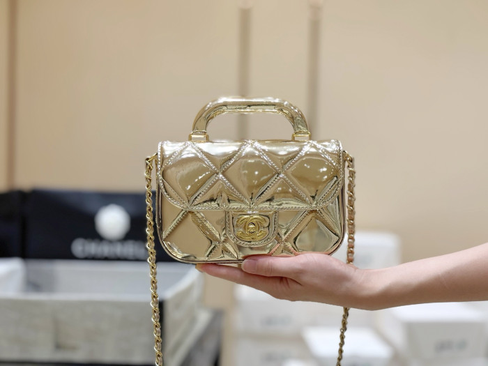 NIGO Chanel Small Clutch With Chain Mirror Calfskin Metal #nigo375531