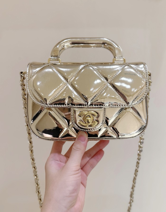 NIGO Chanel Small Clutch With Chain Mirror Calfskin Metal #nigo375531