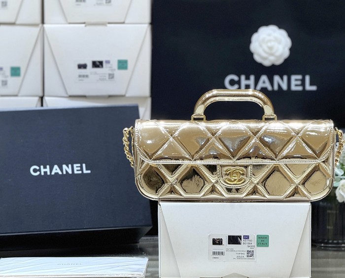 NIGO Chanel Large Flap Bag With Top Handle Metallic Mirror Calfskin #nigo375534