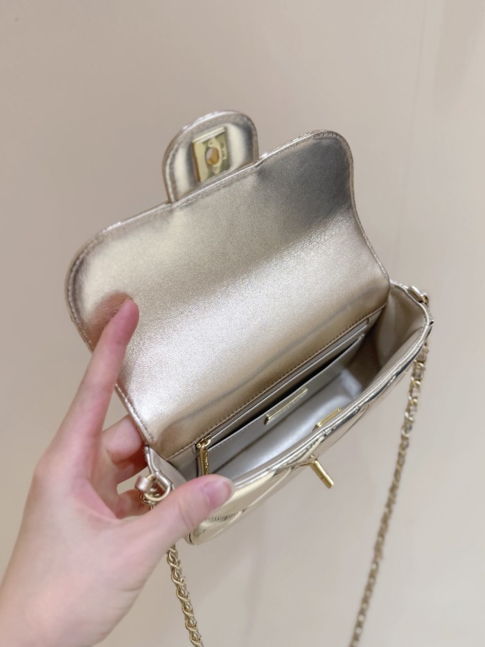 NIGO Chanel Small Clutch With Chain Mirror Calfskin Metal #nigo375531