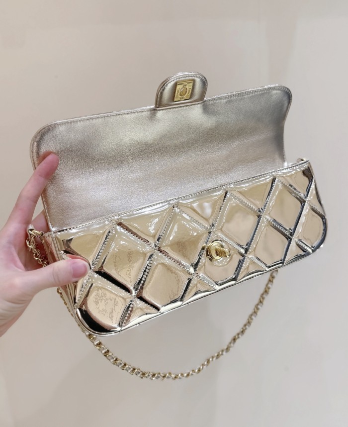 NIGO Chanel Large Flap Bag With Top Handle Metallic Mirror Calfskin #nigo375534
