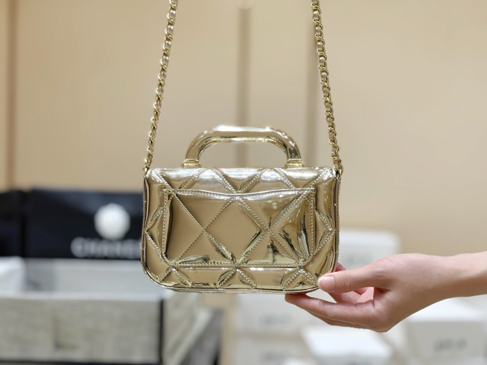 NIGO Chanel Small Clutch With Chain Mirror Calfskin Metal #nigo375531