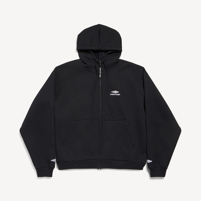 NIGO Balenciaga 3b Sports Icon Zip-up Hoodie in Washed Black White #nigo375599