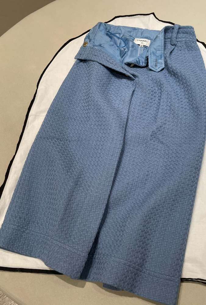 NIGO Chanel Jacket Skirt Cotton Tweed Blue #nigo336491