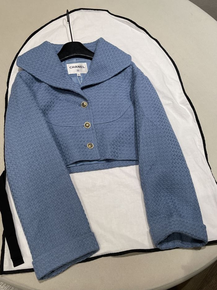 NIGO Chanel Jacket Skirt Cotton Tweed Blue #nigo336491