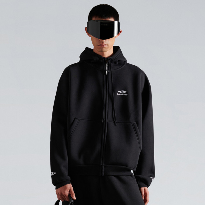 NIGO Balenciaga 3b Sports Icon Zip-up Hoodie in Washed Black White #nigo375599