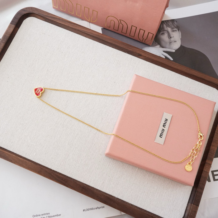 NIGO MiuMiu Gold Red Metal Necklace #nigo375571