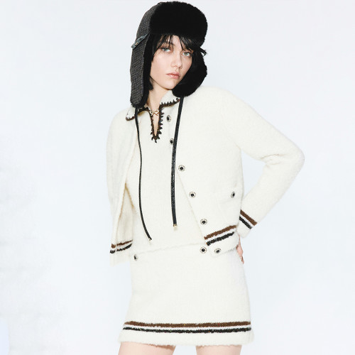 NIGO Chanel Top-quality Cardigan Version Short Skirt Cashmere Alpaca White Brown #nigo375695