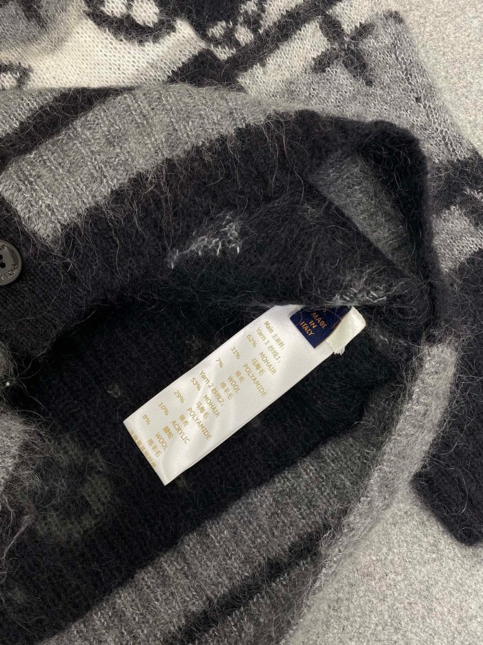 NIGO Louis Vuitton Men's Fall And Winter Black And White Jacquard Long Wool Sweater Cardigan#nigo286539