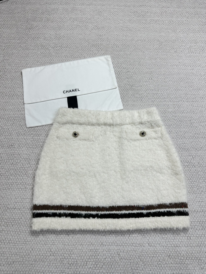 NIGO Chanel Top-quality Cardigan Version Short Skirt Cashmere Alpaca White Brown #nigo375695