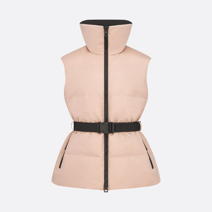NIGO Dior DiorAlps Belted Puffer Vest Pink Quilted Technical Taffeta #nigo375703