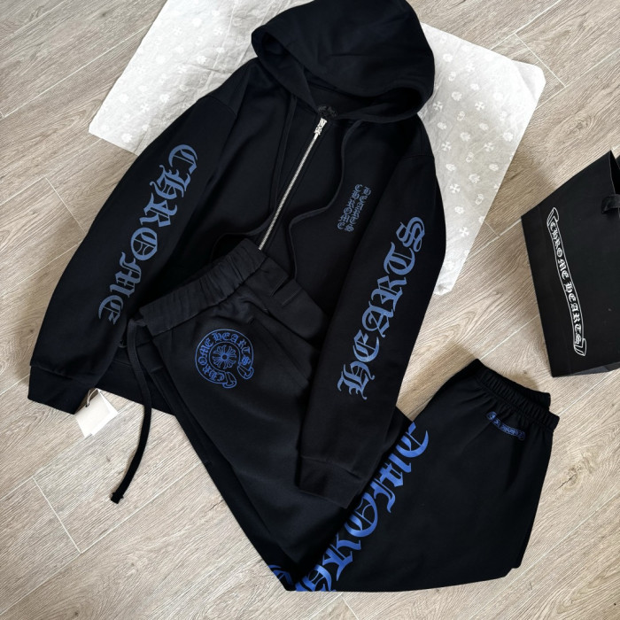 NIGO Chrome Hearts Blue Sanskrit Letters Waffle Lining Hooded Sweatshirt Pants #nigo375714