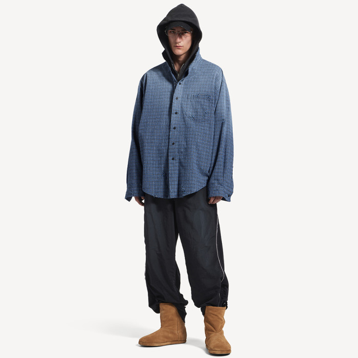 NIGO Balenciaga Men's Zip-up Shirt in Blue #nigo375912