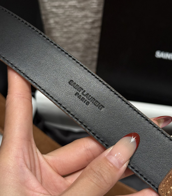 NIGO Saint Laurent Cassandre Belt With Square Buckle in Suede #nigo375917