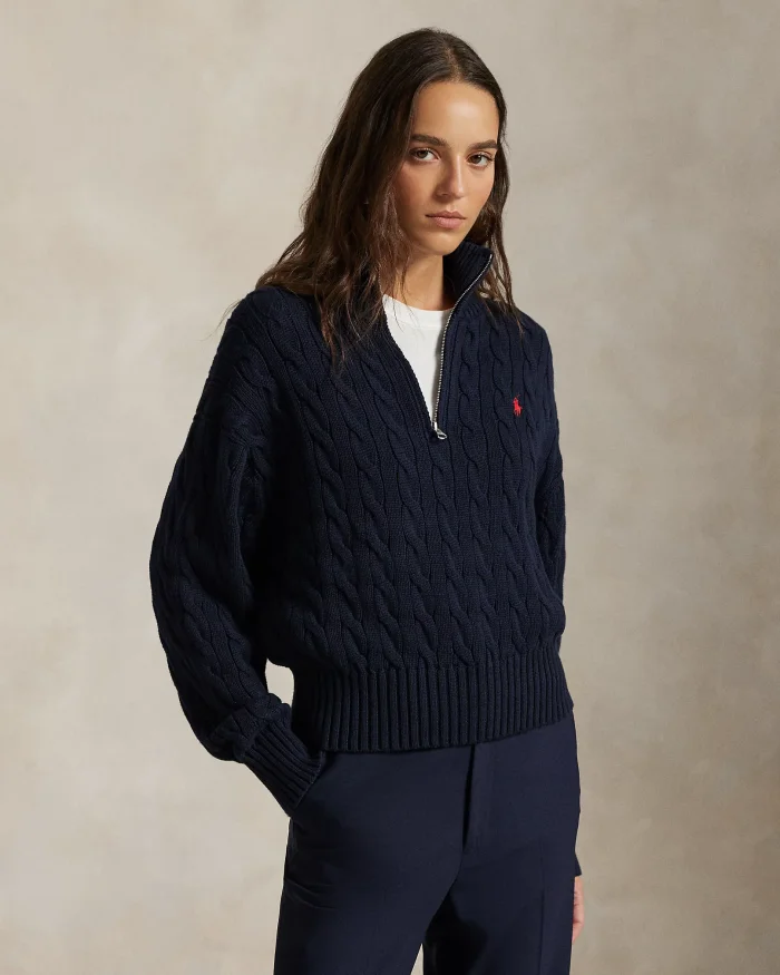 NIGO Ralph Lauren Cable-Knit Cotton Quarter Zip Jumper Women #nigo375944